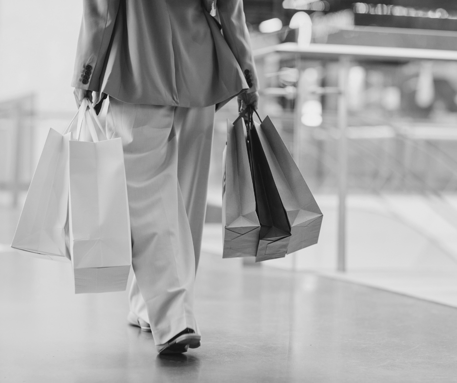 customer with shopping bags